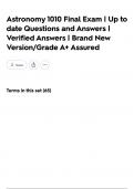 Astronomy 1010 Final Exam &vert; Up to date Questions and Answers &vert; Verified Answers &vert; Brand New Version&sol;Grade A&plus; Assured