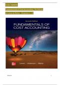 TEST BANK FOR FUNDAMENTALS OF COST ACCOUNTING, 7TH EDITION (LANEN,2022) ALL CHAPTERS 1 - 18 COMPLETE NEWEST EDITION