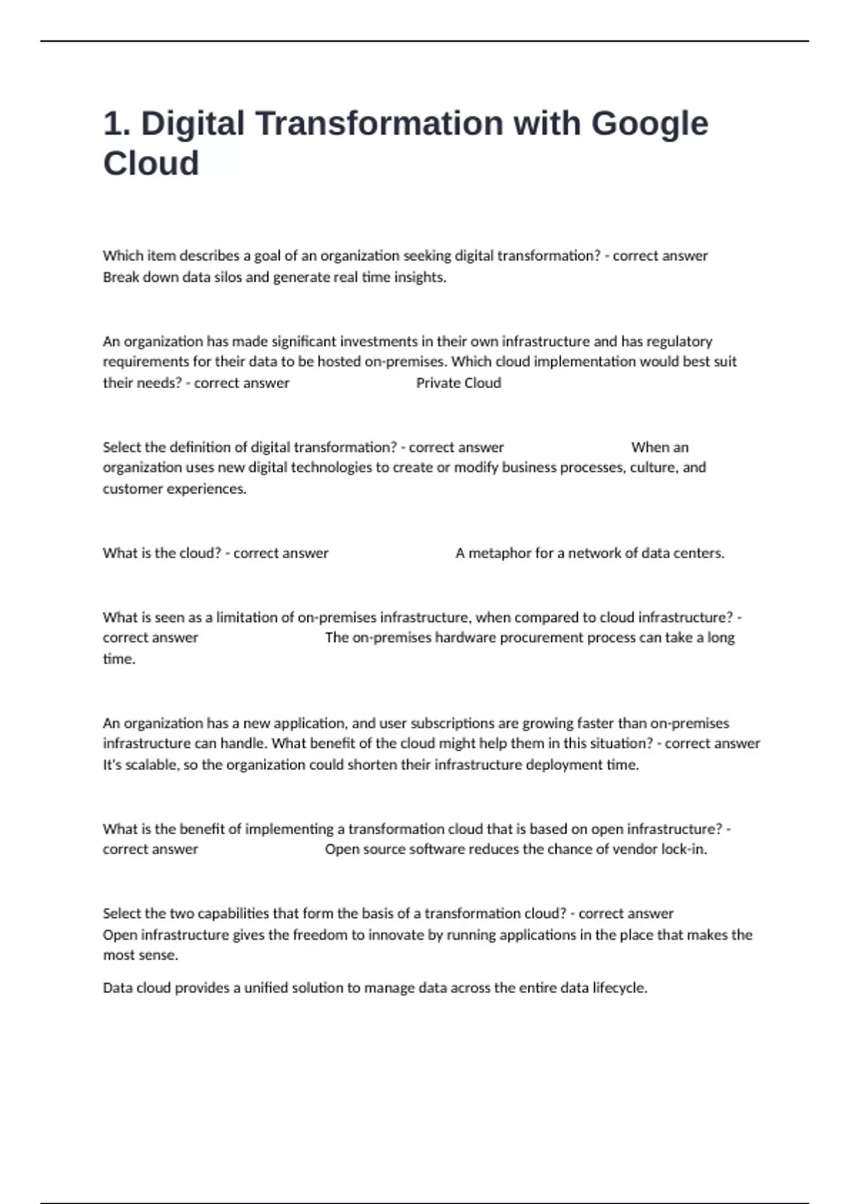 1. Digital Transformation with Google Cloud Real Exam Questions And ...