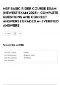 MSF BASIC RIDER COURSE EXAM &lpar;NEWEST EXAM 2025&rpar; &vert; COMPLETE QUESTIONS AND CORRECT ANSWERS &vert; GRADED A&plus; &vert; VERIFIED ANSWERS