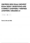 OB&sol;PEDS HESI EXAM &lpar;NEWEST EXAM 2025&rpar; &vert; QUESTIONS AND CORRECT ANSWERS &vert; VERIFIED ANSWERS &vert; GRADED A&plus;