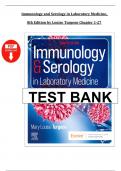Test Bank - Immunology and Serology in Laboratory Medicine&comma; 8th Edition - Turgeon&comma; Chapters 1 - 27