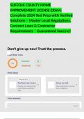 SUFFOLK COUNTY HOME IMPROVEMENT LICENSE EXAM&colon; Complete 2024 Test Prep with Verified Solutions &ndash; Master Local Regulations&comma; Contract Laws & Contractor Requirements &ndash; Guaranteed Success&excl;