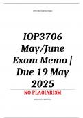 IOP3706 May&sol;June Exam Memo &vert; Due 19 May 2025  Save 4 minutes reading time &bull;&Tab;Course &bull;&Tab;Personnel Psychology&colon; Employee Retention &lpar;IOP3706