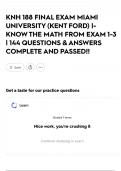 KNH 188 FINAL EXAM MIAMI UNIVERSITY &lpar;KENT FORD&rpar; &vert;- KNOW THE MATH FROM EXAM 1-3 &vert; 144 QUESTIONS & ANSWERS COMPLETE AND PASSED&excl;&excl;