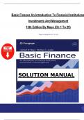 Basic Finance &ndash; Mayo 13th Edition &lpar;Chapters 4&ndash;29&rpar; &ndash; Complete Solution Manual with Exercises and Calculations