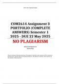 COM2614 Assignment 3 PORTFOLIO &lpar;COMPLETE ANSWERS&rpar; Semester 1 2025 - DUE 22 May 2025