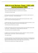 AQA A-Level Biology&colon; Paper 1 2021 with correct answers 100&percnt;