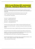 AQA A Level Biology 2021 assessment materials - Biological Molecules &sol; Cells