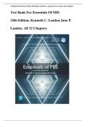 Test Bank For  Essentials of MIS&comma; 14th Edition by Kenneth C&period; Laudon&comma; Jane P&period; Laudon&vert; Latest Edition 