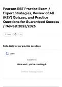 Pearson RBT Practice Exam &sol; Expert Strategies&comma; Review of All &lpar;KEY&rpar; Quizzes&comma; and Practice Questions for Guaranteed Success &sol; Newest 2025&sol;2026