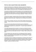 PSYCH HESI QUESTIONS AND ANSWERS