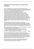 MENTAL HEALTH HESI PRACTICE QUESTIONS & ANSWERS