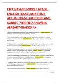 FTCE NAVAED MIDDLE GRADE ENGLISH EXAM LATEST 2025 ACTUAL EXAM QUESTIONS AND CORRECT VERIFIED ANSWERS ALREADY GRADED A&plus;