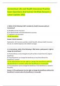 Connecticut Life and Health Insurance Practice  Exam Questions And Correct Verified Answers &vert;  Latest Update 2025