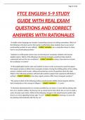 FTCE ENGLISH 5-9 STUDY GUIDE WITH REAL EXAM QUESTIONS AND CORRECT ANSWERS WITH RATIONALES