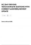 NC DMV DRIVING TEST&sol;COMPLETE QUSTIONS WITH CORRECT ANSWERS&sol;NEWEST UPDATE