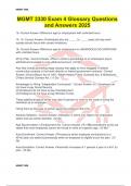 MGMT 3330 Exam 4 Glossary Questions and Answers 2025