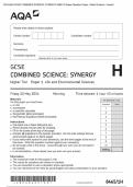 2024 AQA GCSE COMBINED SCIENCE&colon; SYNERGY 8465&sol;1H Paper Question Paper &plus; Mark Scheme &plus; Inserts Actual 2024 AQA GCSE COMBINED SCIENCE&colon; SYNERGY 8465&sol;1H Higher Tier Paper 1 Life and Environmental Sciences Merged Question Paper &plus; Mark Scheme &plus; Inserts