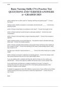 Basic Nursing Skills CNA Practice Test  QUESTIONS AND VERIFIED ANSWERS  A&plus; GRADED 2025