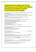 Drug Interactions&comma; Medication Errors&comma; and Pharmacy Law &lpar;Federal and State of Florida&rpar; Exam Questions Verified Correct Answers New Update