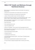 WGU C787 Health and Wellness through  Nutritional Science  