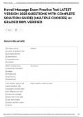 Hawaii Massage Exam Practice Test LATEST VERSION 2025 QUESTIONS WITH COMPLETE SOLUTION GUIDE&rpar; &lpar;MULTIPLE CHOICES&rpar; A&plus; GRADED 100&percnt; VERIFIED