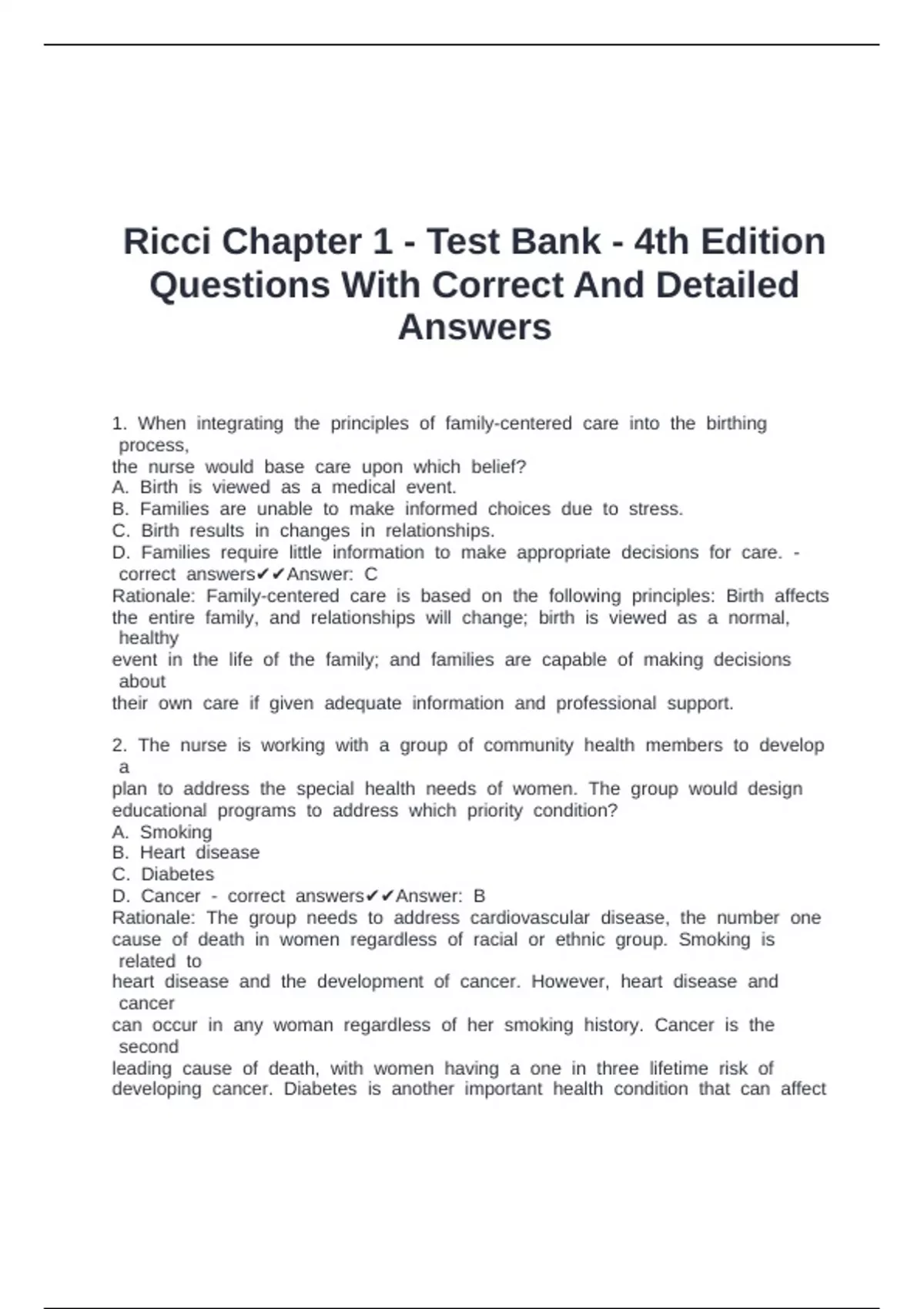 Ricci Chapter 1 - Test Bank - 4th Edition Questions With Correct And ...