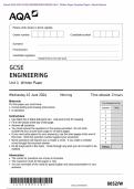  Actual 2024 AQA GCSE ENGINEERING 8852&sol;W Unit 1 Written Paper Question Paper &plus; Mark Scheme Actual 2024 AQA GCSE ENGINEERING 8852&sol;W Unit 1 Written Paper Merged Question Paper &plus; Mark Scheme