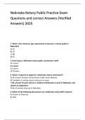 Nebraska Notary Public Practice Exam  Questions and correct Answers &lpar;Verified  Answers&rpar; 2025