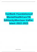 Foundations of Mental Health Care 7th Edition Morrison-Valfre Test Bank