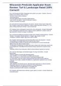 Wisconsin Pesticide Applicator Exam Review Turf & Landscape QUESTIONS AND CORRECT ANSWERS LATEST UPDATE 2025 &sol; 2026&period;