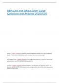 RDA Law and Ethics Exam Guide  Questions and Answers 2025&sol;2026