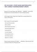 PSY 382 EXAM 1 STUDY GUIDE QUESTIONS WITH 100&percnt; CORRECT ANSWERS&sol;NEWEST UPDATE