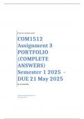 COM1512 Assignment 3 PORTFOLIO (COMPLETE ANSWERS) Semester 1 2025  - DUE 21 May 2025 