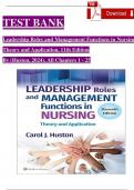 Leadership Roles and Management Functions in Nursing Theory and Application, 11th Edition By (Huston, 2024), All Chapters 1 - 25 Test Bank