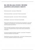 Bio 305 Microbio EXAM 1 REVIEW questions and answers rated A&plus;