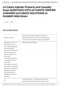 LA Claims Adjuster Property and Causality Exam QUESTIONS WITH ACCURATE VERIFIED ANSWERS &lpar;ACCURATE SOLUTIONS&rpar; A&plus; PASSED&excl;&excl; 2025 EXAM