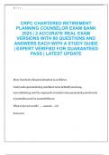CRPC CHARTERED RETIREMENT  PLANNING COUNSELOR EXAM BANK  2025 &vert; 2 ACCURATE REAL EXAM  VERSIONS WITH 80 QUESTIONS AND  ANSWERS EACH WITH A STUDY GUIDE  &vert; EXPERT VERIFIED FOR GUARANTEED  PASS &vert; LATEST UPDATE