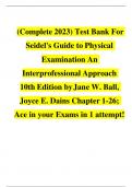 Test Bank For Seidel's Guide to Physical Examination An Interprofessional Approach 10th Edition by Jane W&period; Ball&comma; Joyce E&period; Dains Chapter 1 - 26