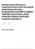 NEWEST NAB CORE EXAM COMPLETE EXAM WITH ACCURATE QUESTIONS AND WELL ELABORATED ANSWERS &lpar;CORRECT VERIFIED SOLUTIONS&rpar; LATEST UPDATED VERSION 2025&sol;2025 &vert;ALREADY GRADED A&plus;