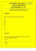 ECPI BIO 116 A&P 2 Final Review &ndash; Chapters 14&ndash;19 &ndash; Exam Questions and Answers