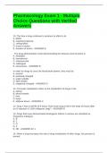 Pharmacology Exam 1 - Multiple Choice Questions with Verified Answers