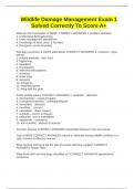 Wildlife Damage Management Exam 1 Solved Correctly To Score A&plus;
