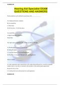 Hearing Aid Specialist EXAM QUESTIONS AND ANSWERS