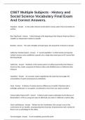 CSET Multiple Subjects - History and Social Science Vocabulary Final Exam And Correct Answers&period;