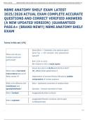 NBME ANATOMY SHELF EXAM LATEST  2025&sol;2026 ACTUAL EXAM COMPLETE ACCURATE  QUESTIONS AND CORRECT VERIFIED ANSWERS  &lpar;A NEW UPDATED VERSION&rpar; &vert;GUARANTEED  PASS A&plus; &lpar;BRAND NEW&excl;&excl;&rpar; NBME ANATOMY SHELF  EXAM 