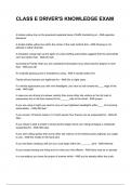 CLASS E DRIVER'S KNOWLEDGE EXAM NEWEST 2025&sol;2026 ACTUAL COMPLETE QUESTIONS AND CORRECT DETAILED ANSWERS &lpar;VERIFIED ANSWERS&rpar; &vert;ALREADY GRADED A&plus;