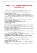 Joshua-s Law Unit 8 Exam Questions and Verified Answers