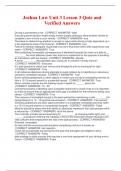 Joshua Law Unit 3 Lesson 3 Quiz and Verified Answers